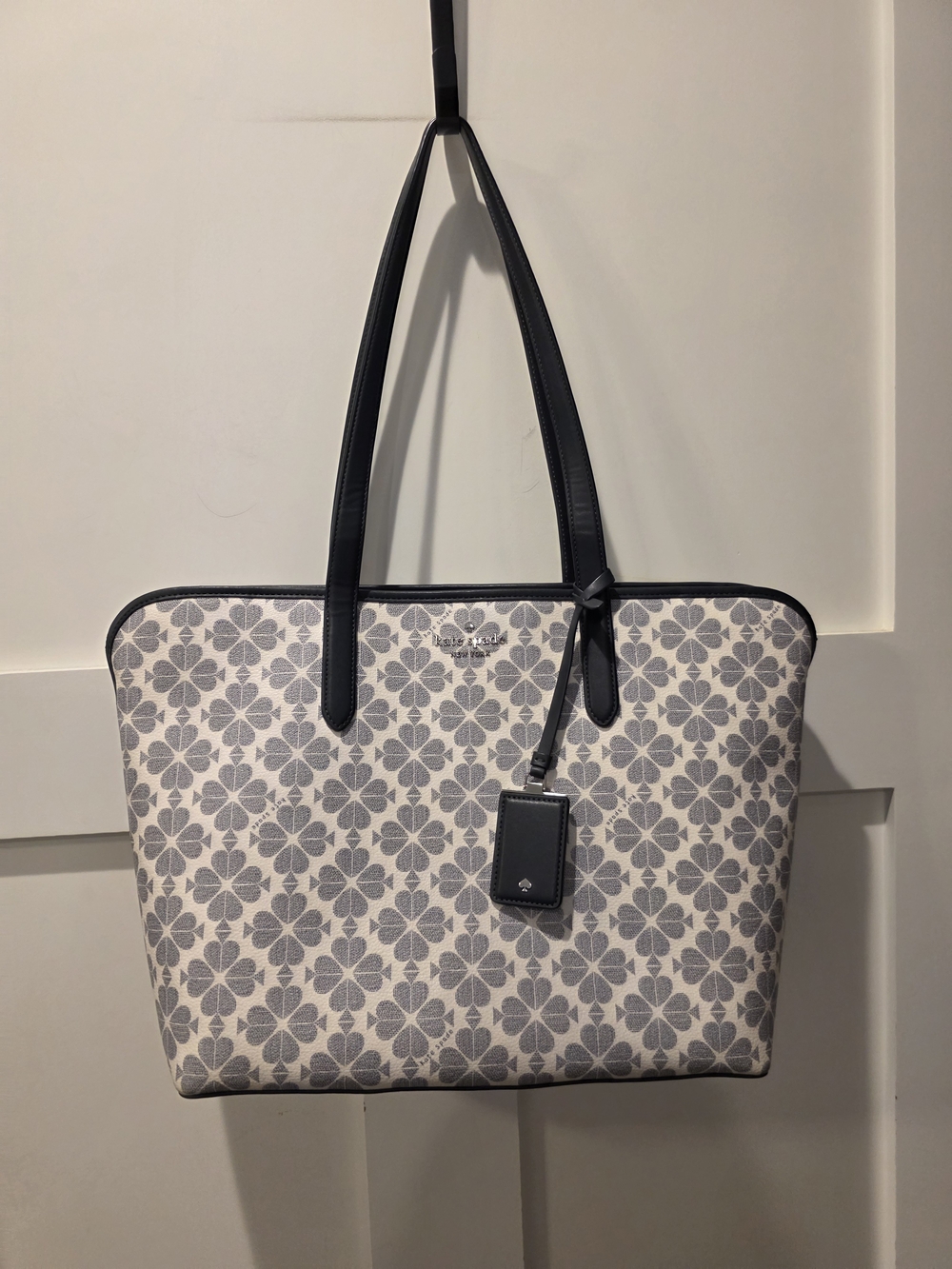KATE SPADE NY Handbag Spade Flower Tote Purse Navy White Large